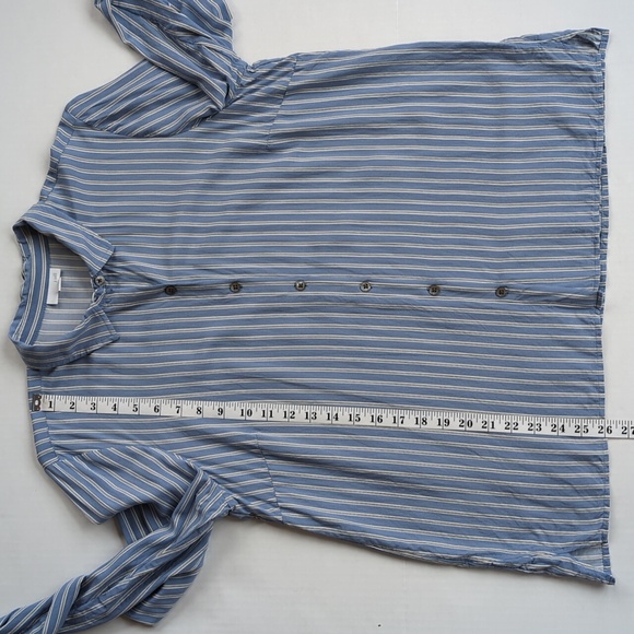 J. Jill Striped Viscose Rayon Button Down Blouse LARGE PETITE Blue White Black - Picture 16 of 16